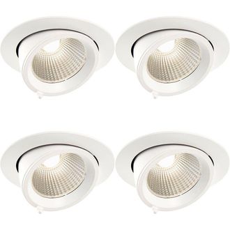Loops 4 PACK Fully Adjustable Ceiling Downlight - 30W Cool White LED - Matt White