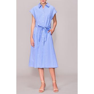 Melloday Cap Sleeve Shirtdress in Blue/Ivory Stripe at Nordstrom, Size X-Large