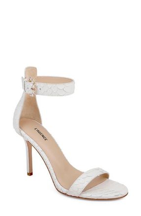L'agence Gisele Ankle Strap Sandal in White Snake at Nordstrom, Size 9.5