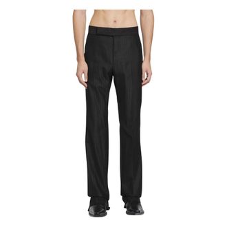 Tom Ford Broken Twill Satin Stripe Broeken - Heren - Broeken - Zwart - Maat: M Satijn