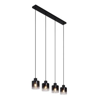 QAZQA Moderno L&aacute;mpara Colgante Moderna Negra Con Cristal Ahumado 4 Luces - Dame Vidrio /met&aacute;lica Redonda Adecuado Para Led Max. 4 X 15 Watt - Qazqa