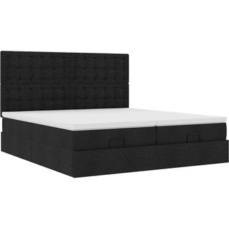 vidaXL Estructura De Cama Otomana Con Colchones Tela Negra 200x200cm Vidaxl
