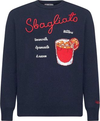 MC2 Saint Barth drink-motif embroidered sweater - men - Fabric/Wool/Cashmere - L - Blue