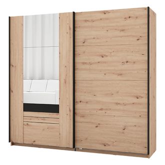 Dmora Guardarropa 2 Puertas Lalibe, Armario Dormitorio 2 Estantes, Perchero, Puertas Corredizas, 220x205 Cm Roble Nudos Marr&oacute;n
