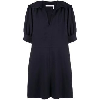 See By Chloé Short Dresses, female, Blue, 2XS, Dress with polo popline