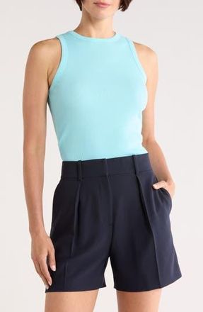 Theory Fitted Rib Stretch Organic Cotton Tank in Cyan at Nordstrom Rack, Size Petite