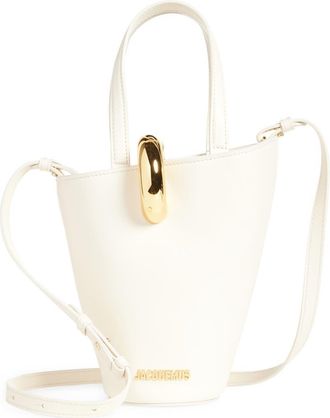 Jacquemus Le Petit Bambola Leather Bucket Bag in Light Ivory 115 at Nordstrom