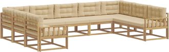 vidaXL Set Di Divani Da Esterno 9 Pz Bianco E Beige Vidaxl