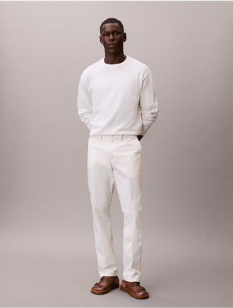 Calvin Klein Mens Cotton Stretch Slim Trousers - White - 30W x 32L