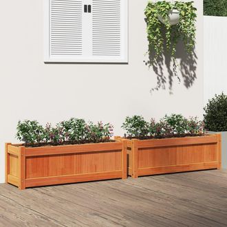 Berkfield Home Garden Planters 2 pcs Wax Brown Solid Wood Pine