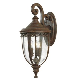 Netlighting English Bridle 3 Light Outdoor Large Wall Lantern Light British Bronze IP44 E14 in Brown