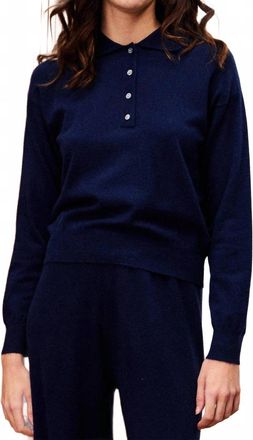 FRNCH Long Sleeve Polo Sweater In Bleu Marine