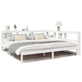 Berkfield Home Bookcase Bed without Mattress White 180x200 cm Solid Wood Pine | Size: Super King