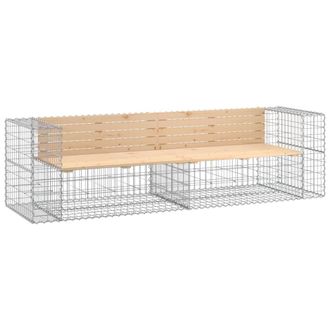 vidaXL Vidaxl - Banco Jard&iacute;n Dise&ntilde;o Gaviones Madera Maciza Pino 244x71x65,5 Cm