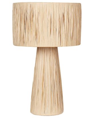 Beliani L&aacute;mpara de mesa mimbre natural