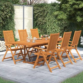 Berkfield Home 7 Piece Garden Dining Set Solid Wood Acacia in Brown