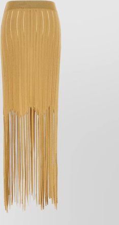 Balmain knit skirt elastic waist fringe hem
