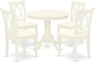 East West Furniture Dining Room Set Linen White, ANCL5-LWH-C