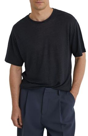 Reiss Langley Linen T-Shirt in Navy at Nordstrom, Size Xx-Large