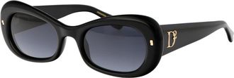 Dsquared2 Stijlvolle Zonnebril - Dames - Zonnebrillen - Zwart - 52 MM - Polyester - Accessoires