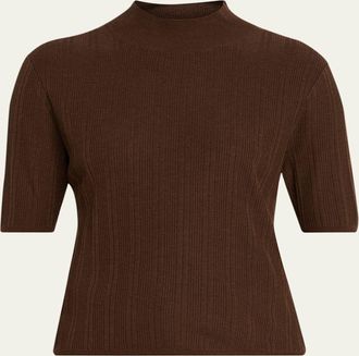 Officine G&eacute;n&eacute;rale Laya Mock-Neck Lyocell and Wool Knit Sweater