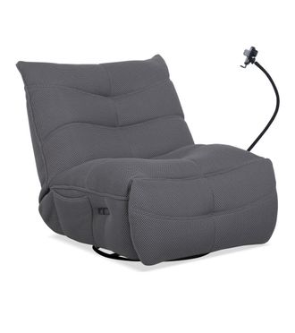 Home Heavenly Sill&oacute;n gaming con soporte para m&oacute;vil tapizado en tela color gris