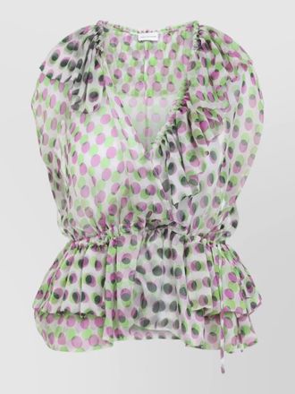 Dries Van Noten cally polka dot sheer ruffle top
