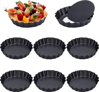 OEM Molde Para Tartaletas, Juego De 12, Molde Redondo De 8 Cm Con Base Desmontable, Revestimiento Antiadherente, Molde Para Quiche, Molde Individual Para 