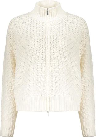 Fabiana Filippi Truien & Vesten, Dames, Beige, M, Kasjmier, Kasjmier Gebreide Trui met Rits Detail