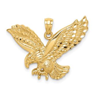 Diamond2Deal 14k Yellow Gold Diamond-cut Eagle Pendant
