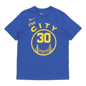 Nike Mens Nike NBA Basketball Sports Printing Short Sleeve Golden State Warriors Curry 30 Blue T-Shirt CT9913-497