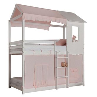 Muemue Techo para litera montessori algod&oacute;n rosa 90x196cm