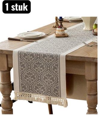 OEM 1 Pieza, Camino De Mesa Rojo Impermeable Con Motivo Navide&ntilde;o, Decoraci&oacute;n De Mesa Larga De 350x35 Cm Para Fiestas, Aspecto De Lino Y Algod&oacute;n