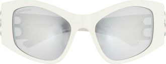 Balenciaga 55mm Cat Eye Sunglasses in White White Silver at Nordstrom Rack