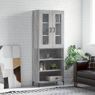 vidaXL Vidaxl - Aparador Alto Madera Contrachapada Gris Sonoma 69,5x34x180 Cm