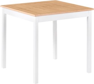 Beliani Mesa De Comedor Moderna Tablero De Mdf Chapado En Roble Claro 80 X 80 Cm Patas De Madera De Pino Blanco Battersby