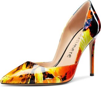 Castamere Womens DOrsay Slip On High Heels Pumps Fashion Stilettos 4IN Heel Court Shoes Multicolor Patent Pumps UK 8