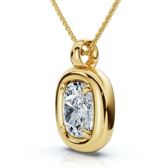 Pompeii3 1Ct Cushion Diamond Navi Pendant 14k Gold Lab Grown 18 Necklace Size: 5/8 Tall
