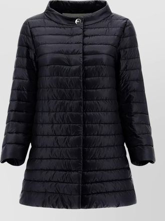 Herno high collar long quilted coat side pockets