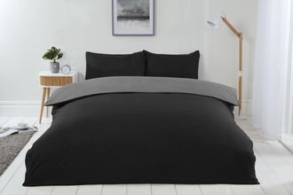 TJ Hughes Lyla Reversible Duvet Set in Black/Grey - TJ Hughes Black