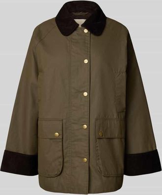 GANT Wide Fit Wachsjacke aus Baumwoll-Mix mit Pattentaschen Modell Barn in Dunkelgruen, Größe XL