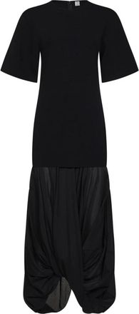 Toteme Kleedjes, Dames, Zwart, S, Katoen, Panelled T-shirt Dress