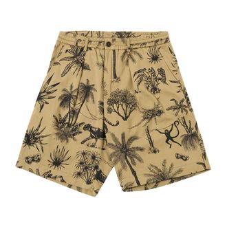 Universal Works Casual Shorts, male, Beige, Size: W32 Pleated Track Short Jungle Toile Twill