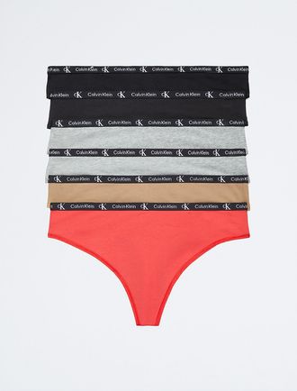 Calvin Klein Womens Calvin Klein 1996 Cotton Stretch 7-Pack Modern Thong - Multi - XS