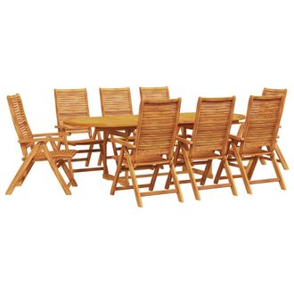 vidaXL Conjunto De Comedor De Jard&iacute;n 9 Pcs Marr&oacute;n Vidaxl