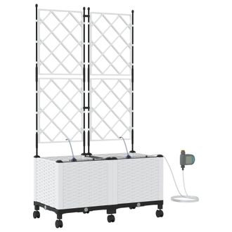 vidaXL Maceta De Jard&iacute;n Con Riego Y Ruedas 2 Uds. Blanco Pp Vidaxl