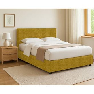 Talamo Italia Cama Plaza Y Media Bolton, Desenfundable, Hecho En Italia, Amarillo Ocre