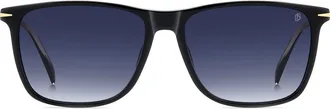 David Beckham 1219/S/US 57mm Gradient Rectangular Sunglasses in Black/blue Sf at Nordstrom