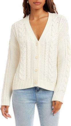 Karen Kane Cable Stitch Cardigan in Cream at Nordstrom, Size X-Large