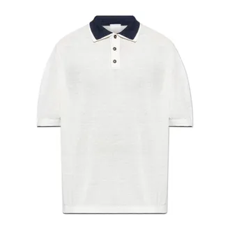 Eleventy Polo Shirts, male, White, Size: 2XL Linen Polo Shirt